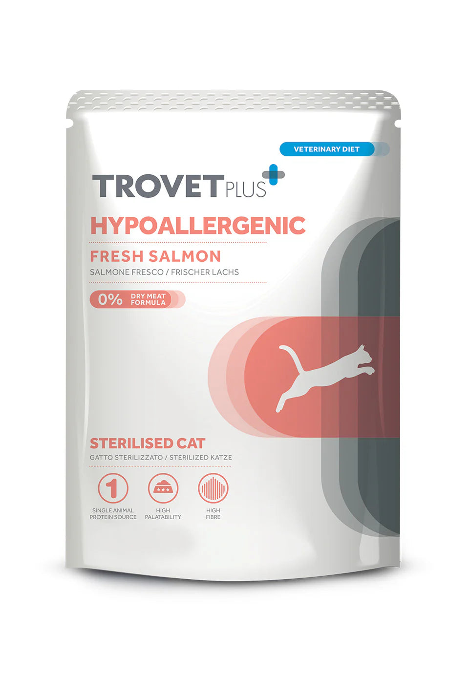 TrovetPlus Hypoallergenic - Salmone - Alimento ipoallergenico per Gatti Adulti con intolleranze - 85 gr