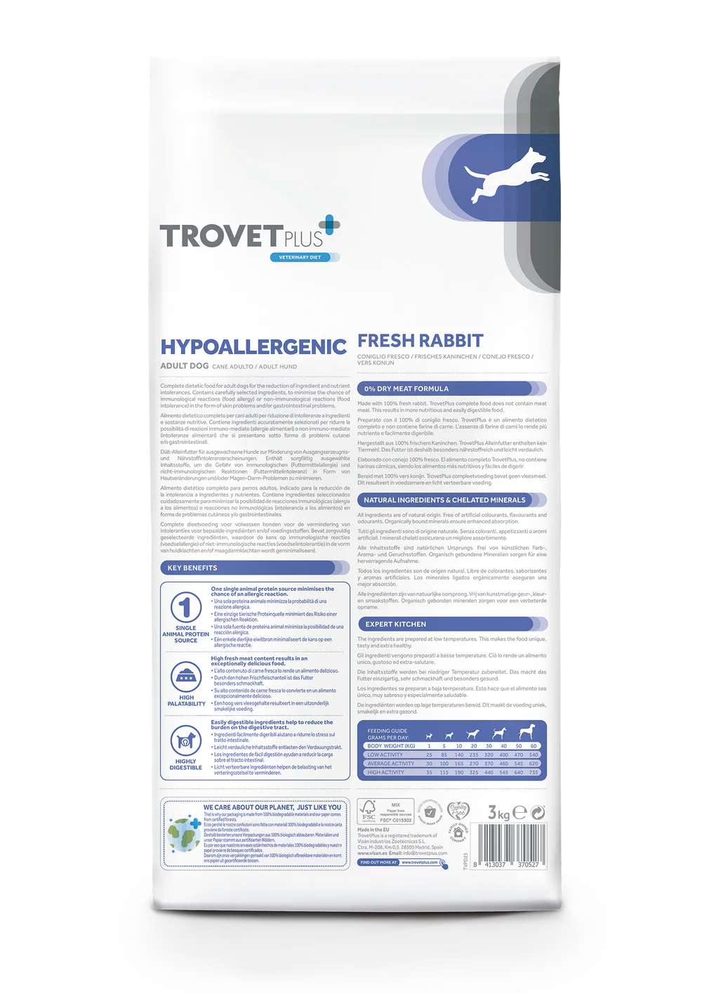 TrovetPlus Hypoallergenic - Coniglio - Crocchette ipoallergeniche per Cani Adulti con intolleranze - Low Grain