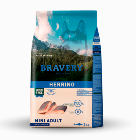 Aringa - Alimento completo per Cani Adulti - Taglia piccola - 2 Kg - Bravery