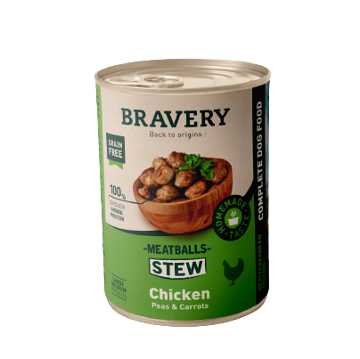 Pollo - Alimento completo per Cani Adulti - 415 g - Bravery