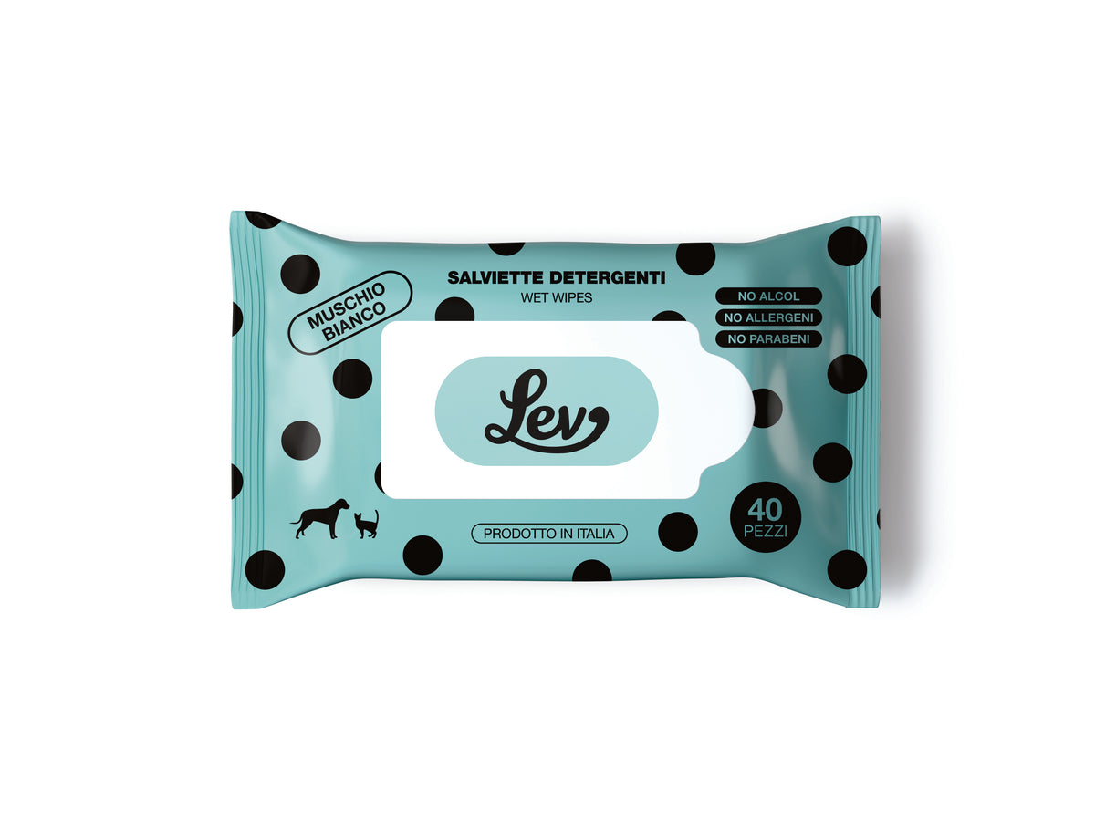 Lev- Salviette per animali 40 pz 22x28 Muschio Bianco
