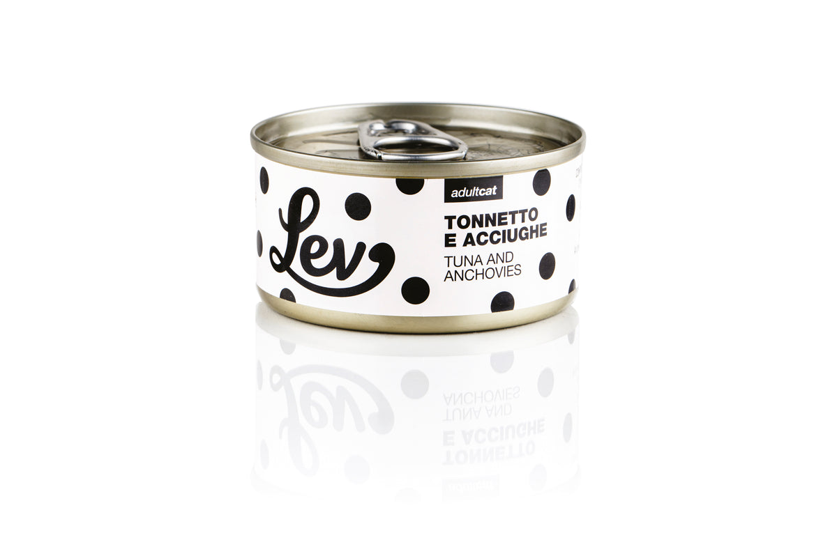 Lev - Umido Gatto - Tonnetto e Acciughe - Acqua di cottura - Lattina 70g
