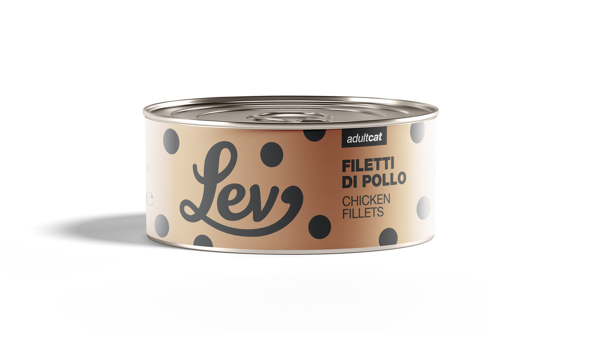 Lev - Umido Gatto - Filetti di Pollo - Acqua di cottura - Lattina 140g
