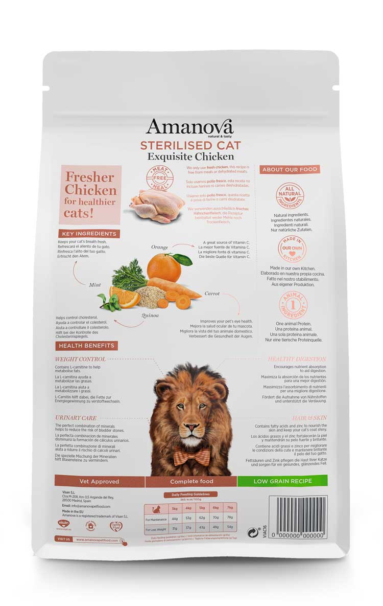 Amanova - Gatto Sterilizzato - Pollo Squisito - Pollo fresco
