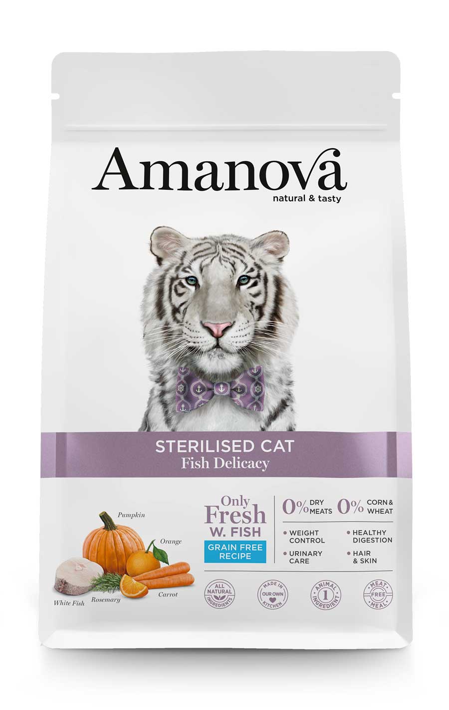 Amanova - Gatto sterilizzato - Delizia di pesce - Pesce bianco fresco