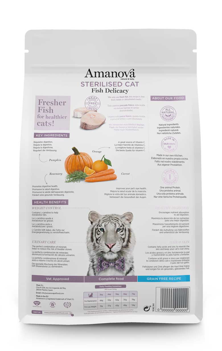 Amanova - Gatto sterilizzato - Delizia di pesce - Pesce bianco fresco