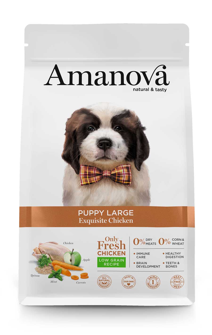 Amanova - Puppy grande - Pollo squisito - Pollo fresco - 12 kg
