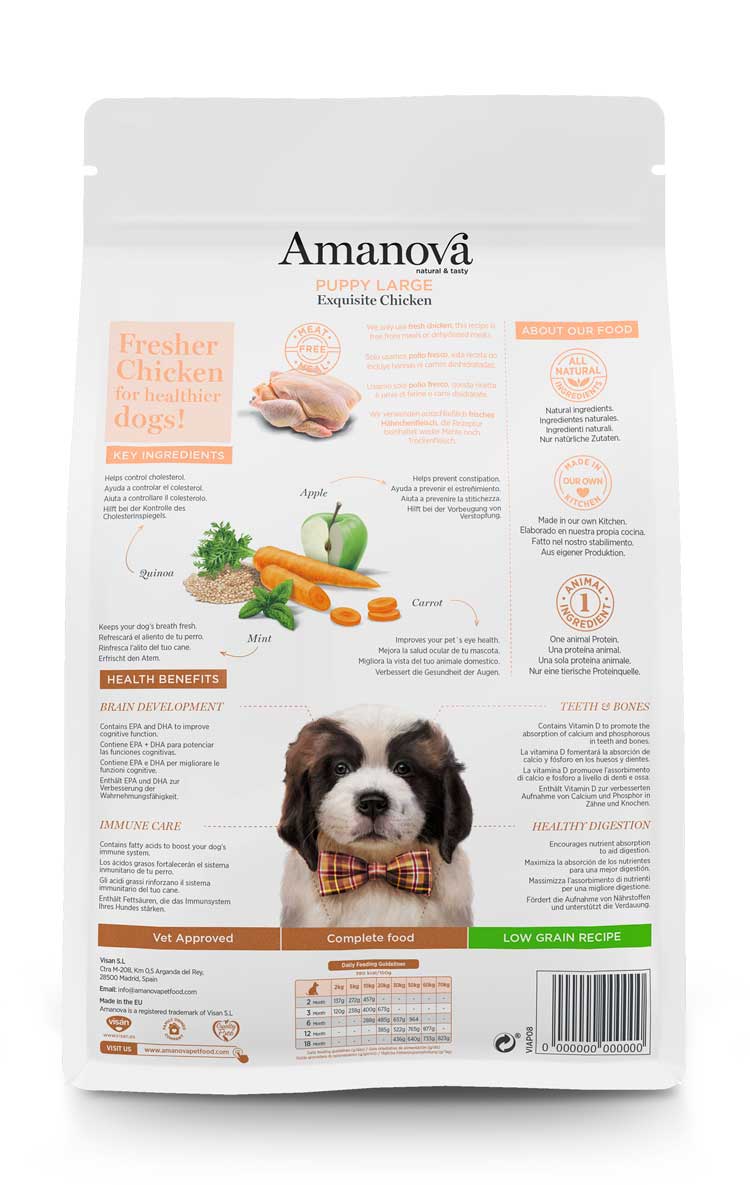 Amanova - Puppy grande - Pollo squisito - Pollo fresco - 12 kg