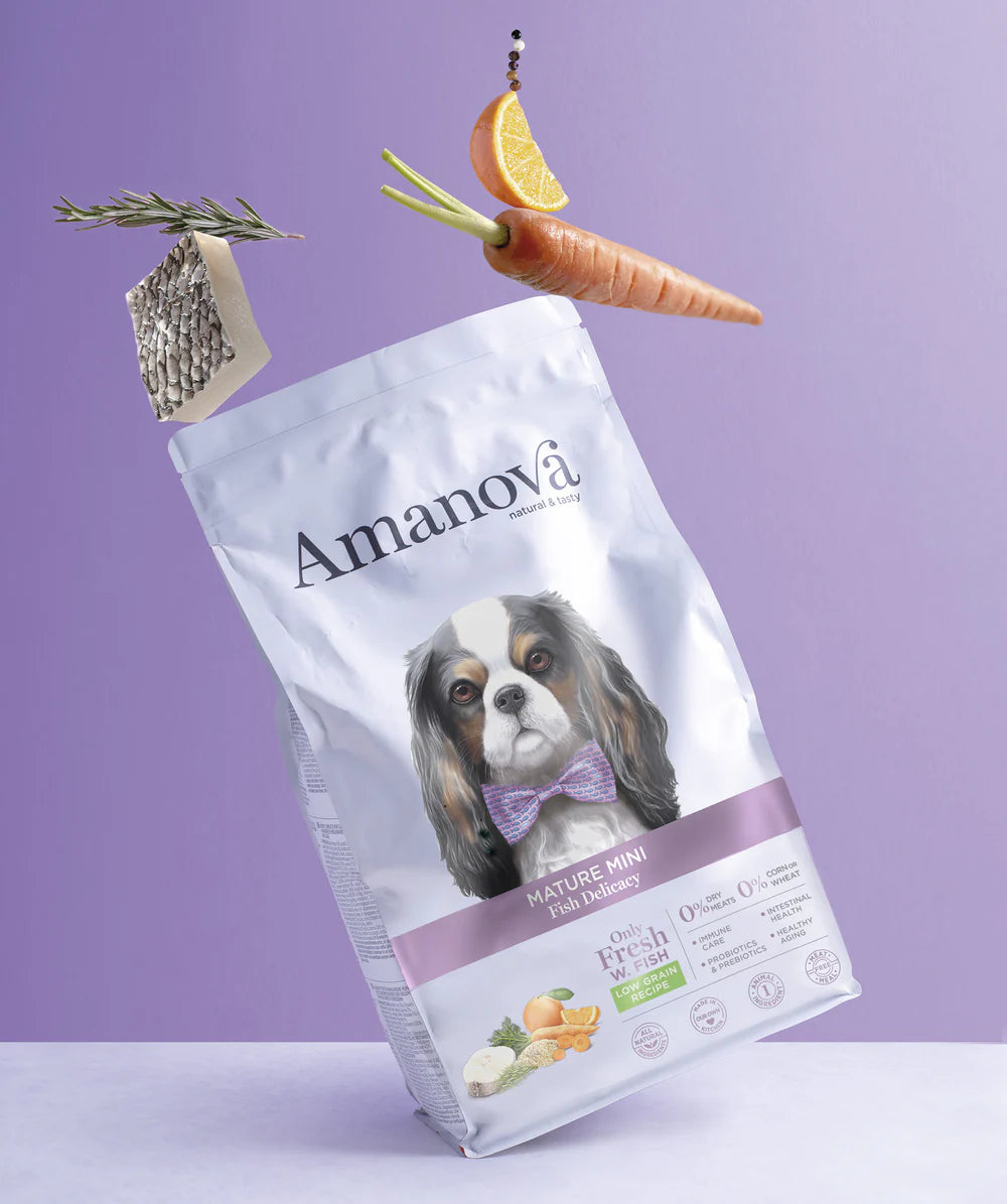 Amanova Mature Mini - Fish - Hypoallergenic kibble for small breed Senior dogs - 2 kg