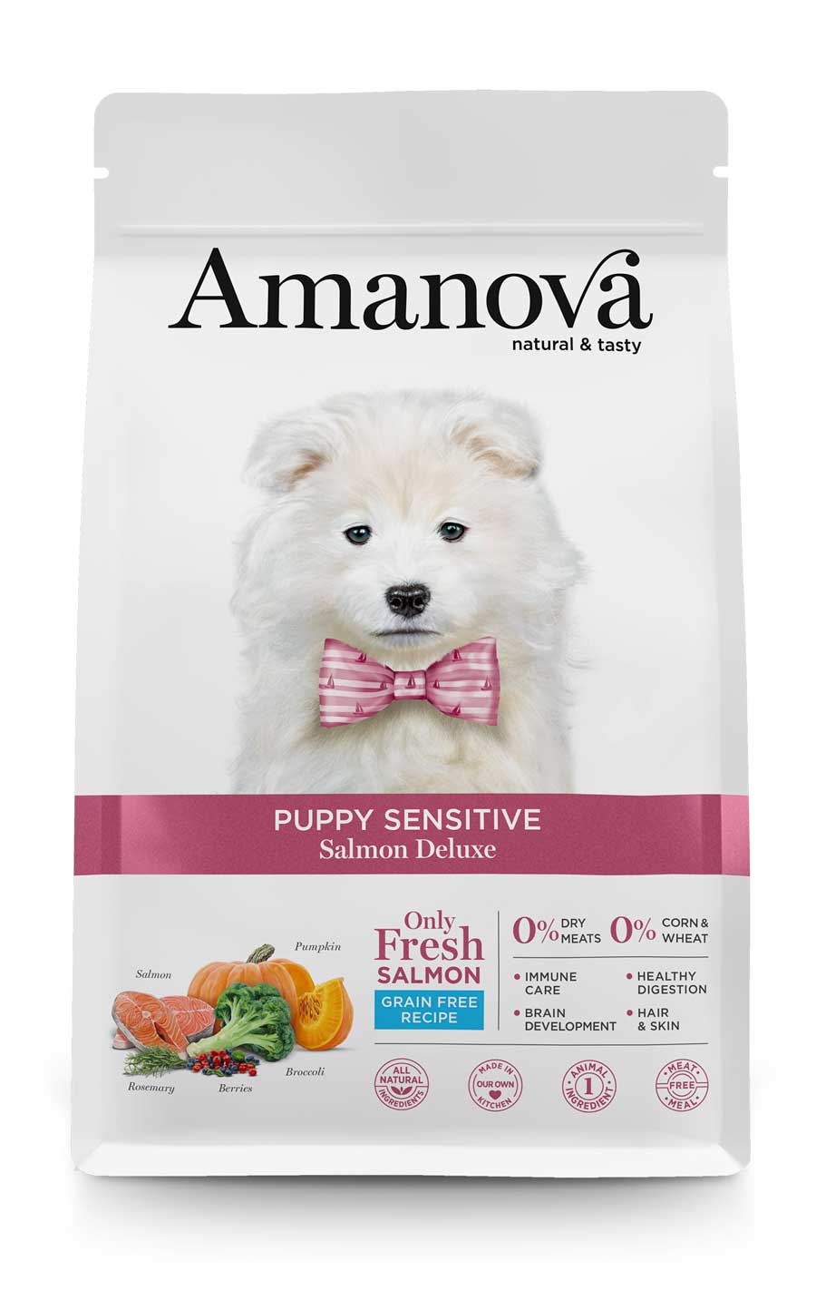 Amanova - Cuccioli sensibili - Salmone Deluxe - Salmone fresco