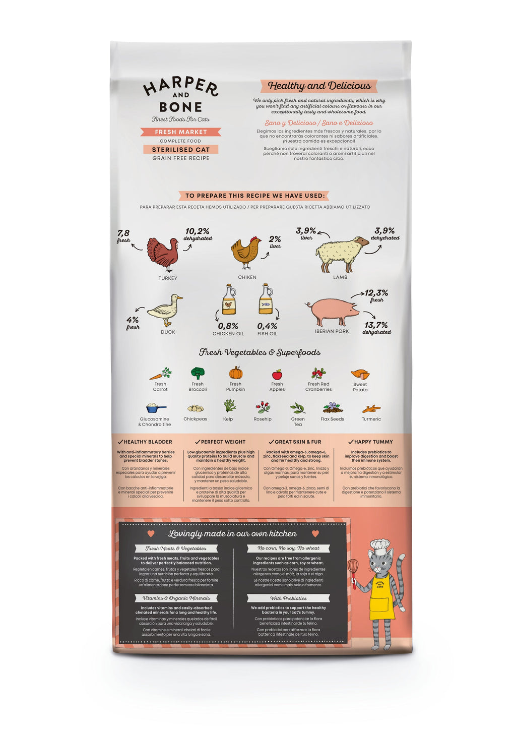 Harper & Bone - Sterilised cat - Fresh market - Anatra, maiale, agnello e tacchino